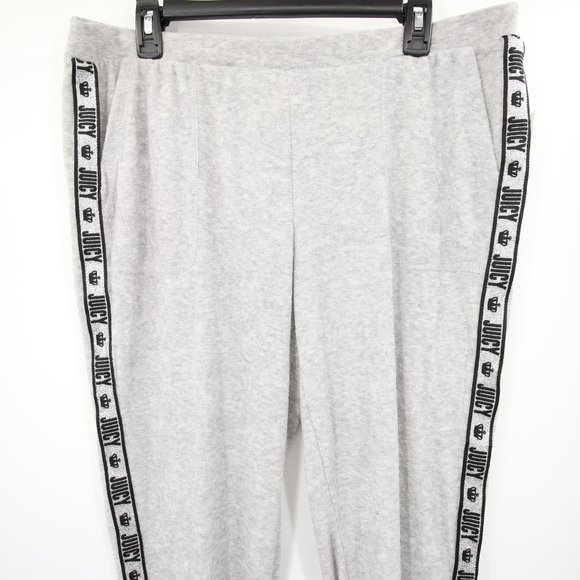 2-Piece Set Juicy Couture Terry Cloth Gray Black Short Sleeve Top Joggers XL - Picture 3 of 15